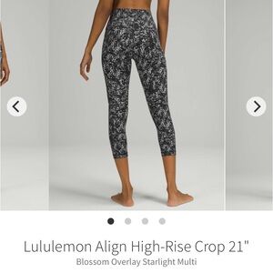 Lululemon 21” Align Crop Blossom Overlay Starlight Multi Size 16